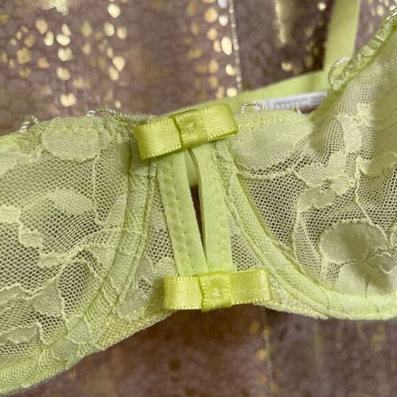 Maison Lejaby Miss Top Half Cup Bra Sunny Neon Yellow Green 32B NWOT - Picture 3 of 11